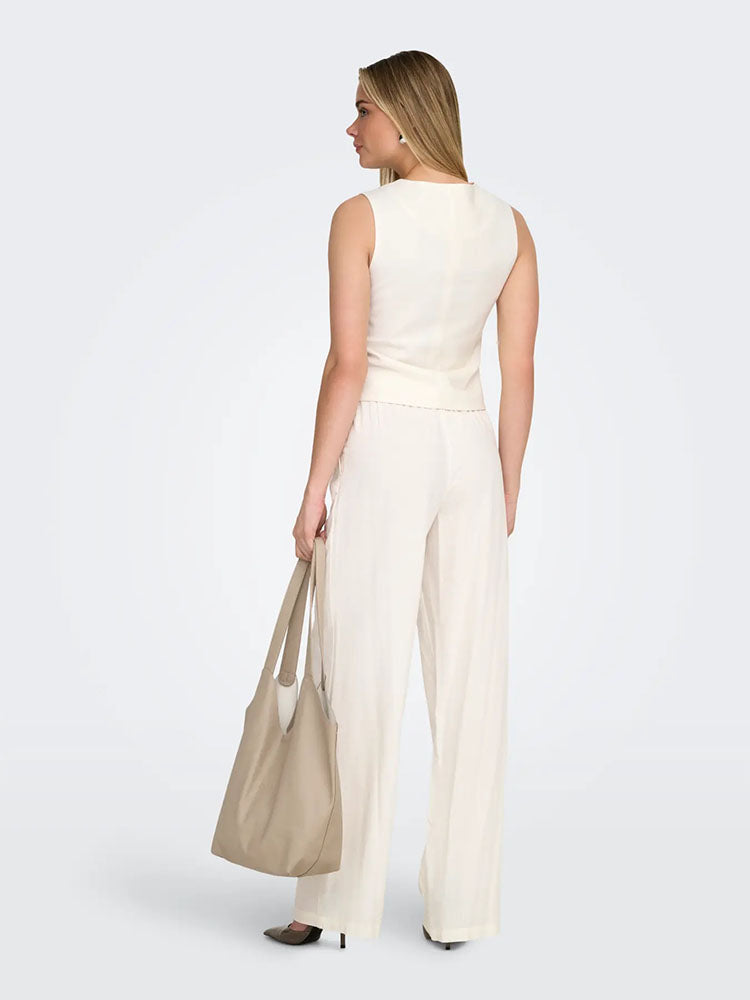 Onlgoa Linen Waistcoat-Cream