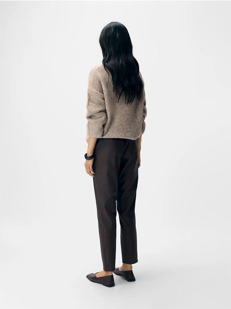 Objbelle Coated Trousers-Coffee Bean