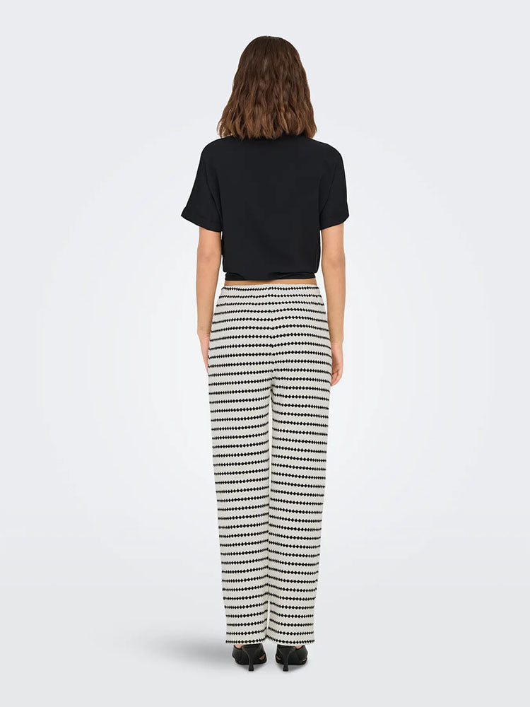 Onleva Stripe Wide Leg Trousers-Black/White