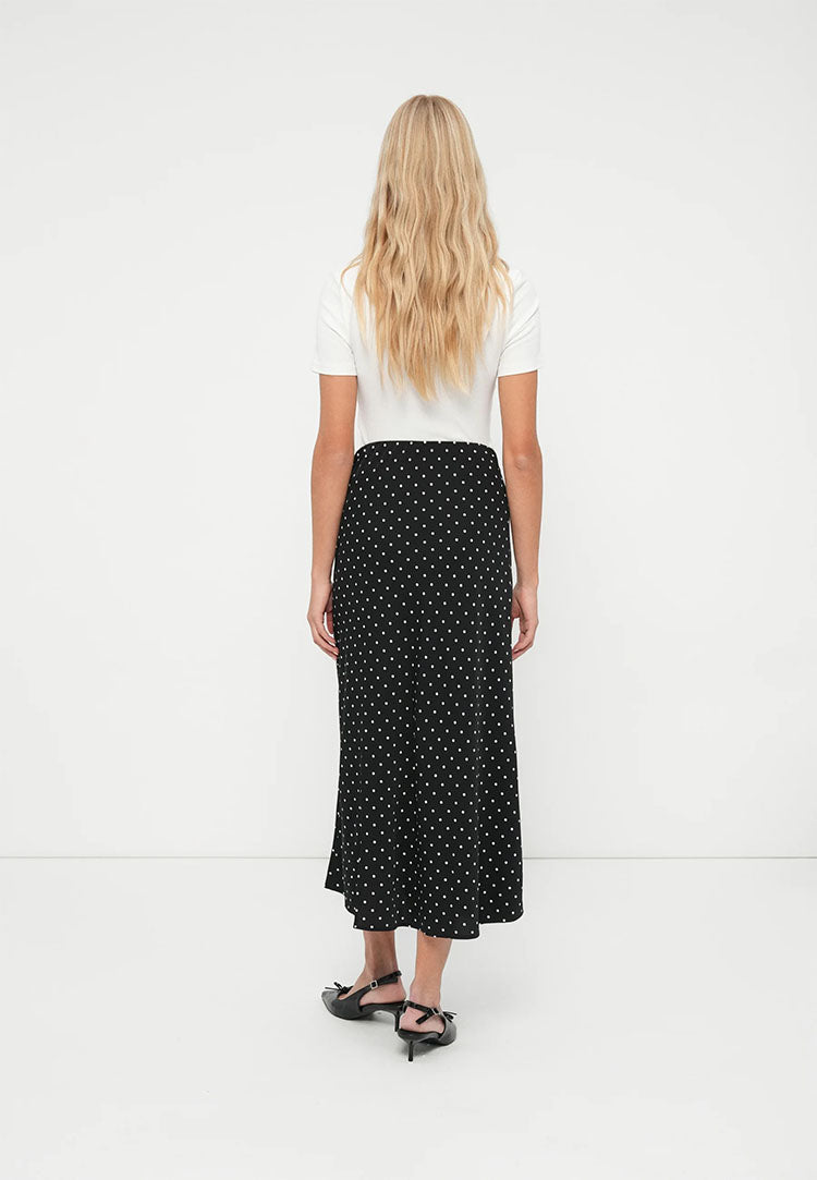 Pcfranan High Waist Ankle Skirt-Black/White Dots