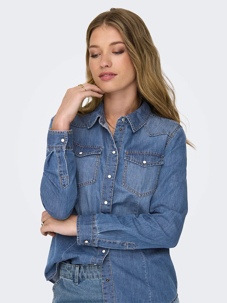 Onlalexa Denim Shirt-Medium Blue Denim