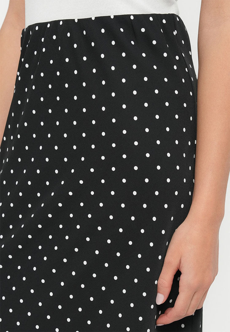 Pcfranan High Waist Ankle Skirt-Black/White Dots
