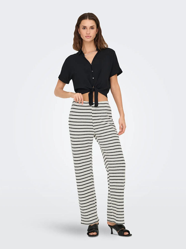 Onleva Stripe Wide Leg Trousers-Black/White