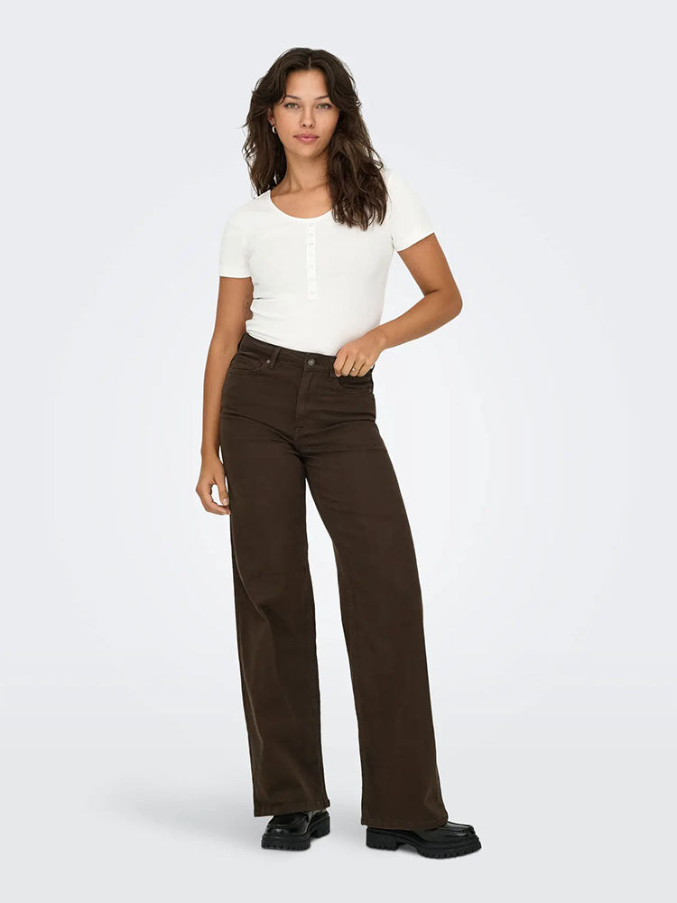 Onlmadison Blush High Waist Wide Color Jeans-Dark Brown Denim