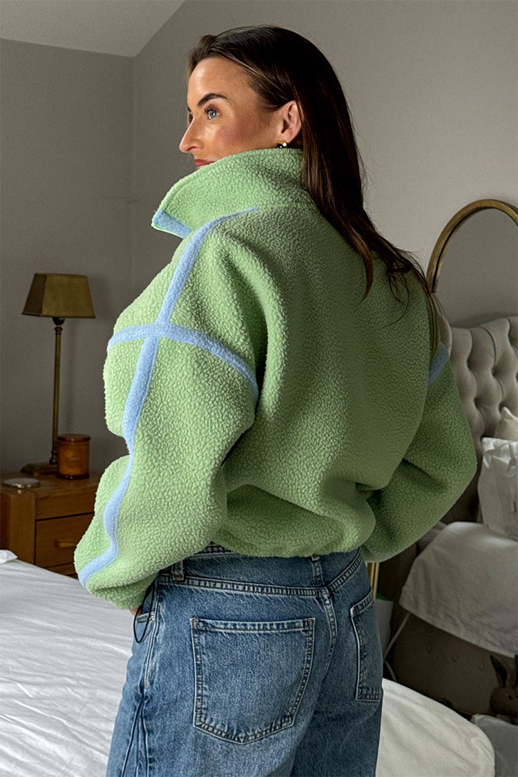Lulu Contrast Binding 1/4 Zip Fleece Sage