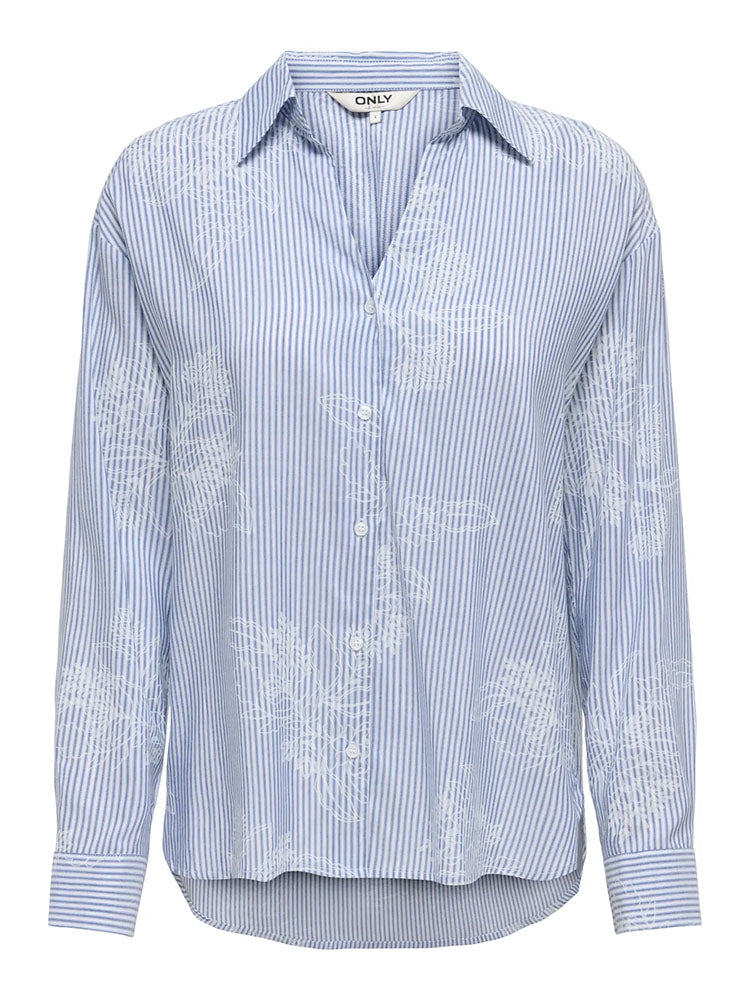 Onlmikela Embroidered Shirt-Blue/White Stripe