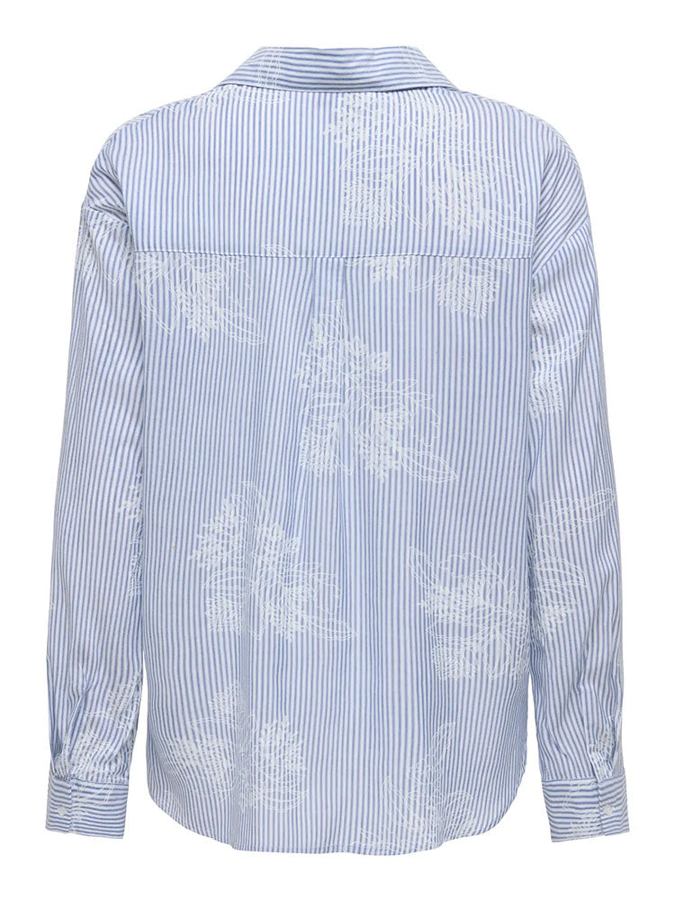 Onlmikela Embroidered Shirt-Blue/White Stripe