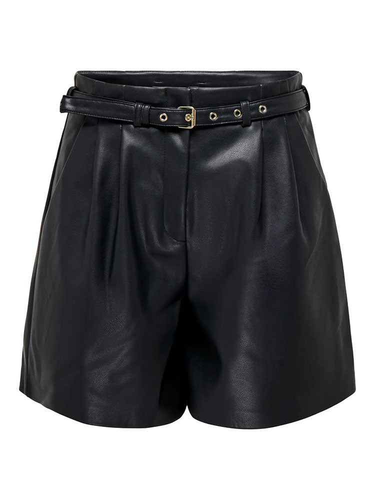 Onlheidi Faux Leather Shorts-Black