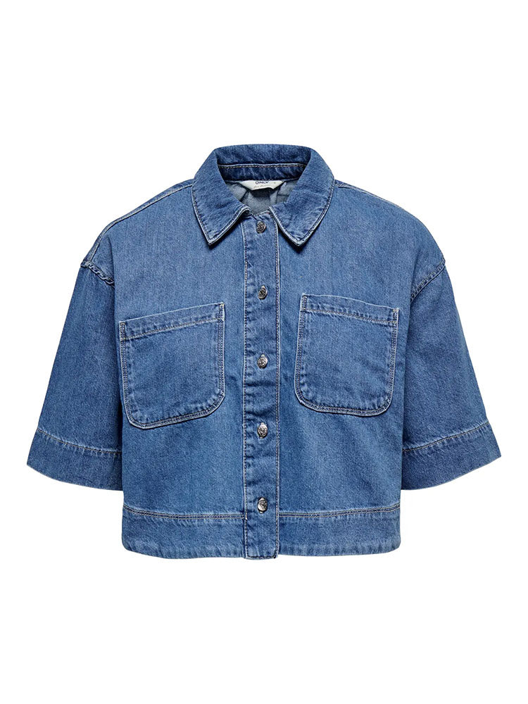 Onlcleo Short Denim Shirt-Medium Blue Denim
