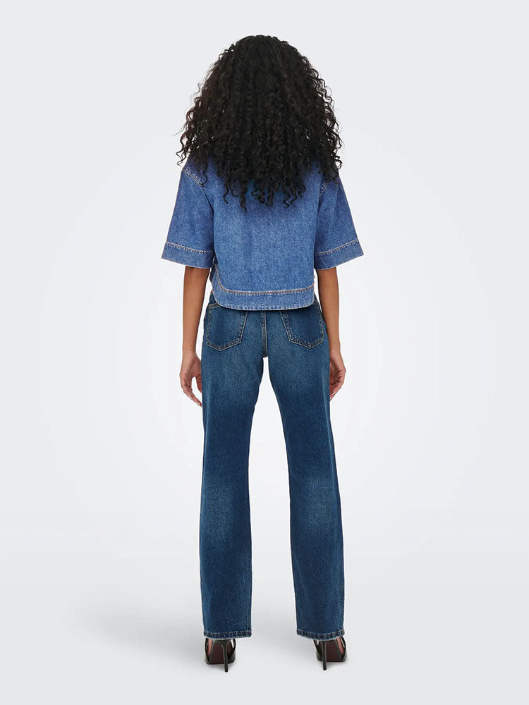 Onlcleo Short Denim Shirt-Medium Blue Denim