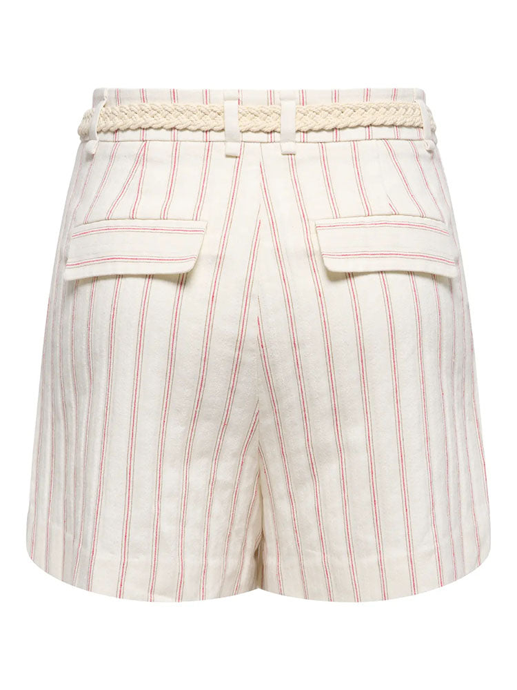 Onltate High Waist Belted Pinstripe Shorts