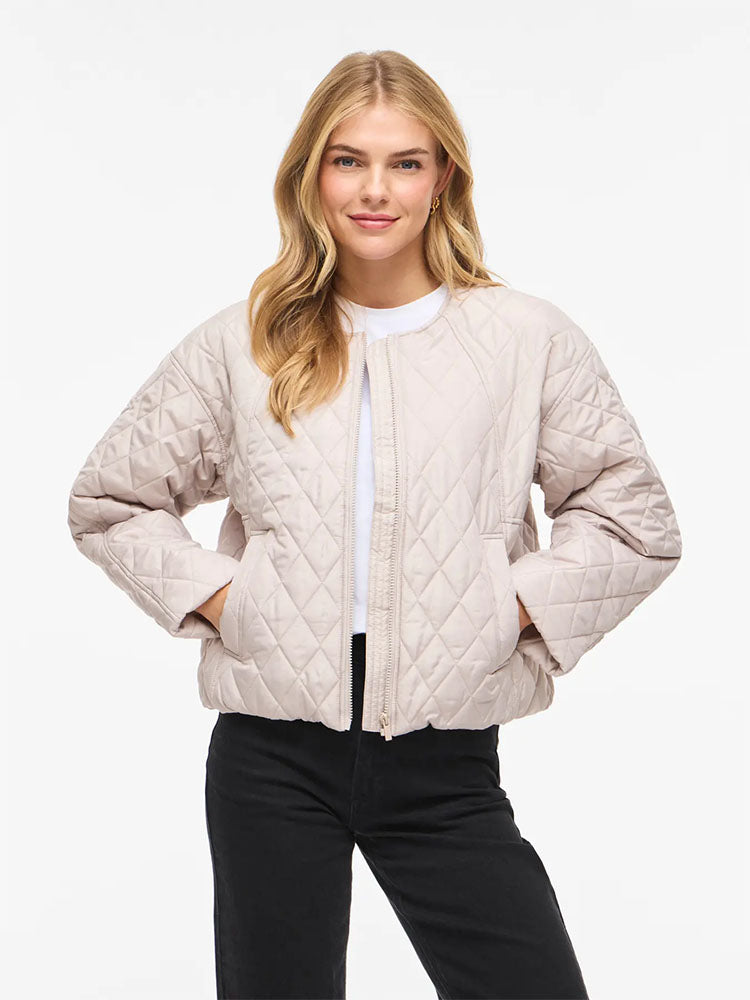 Vitate Short Quilted Jacket-Light Beige