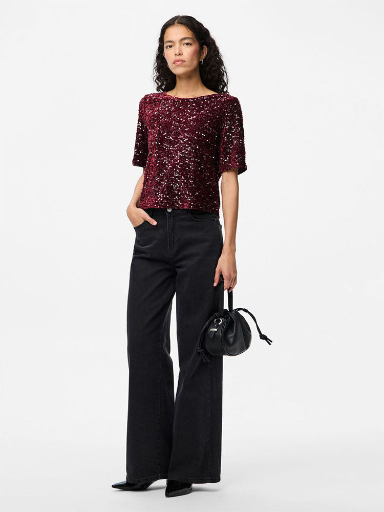 Pckam Sequins Top-Red