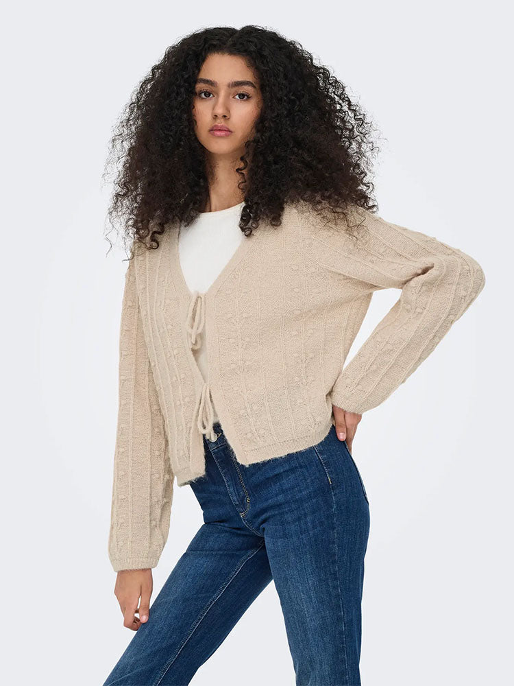 Jdysigrid Tie Cardigan-Cream