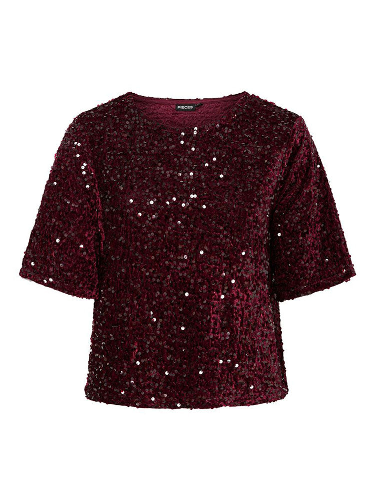 Pckam Sequins Top-Red