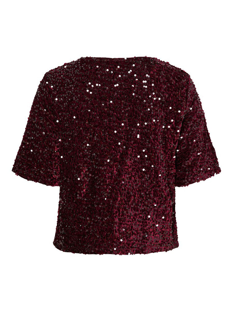 Pckam Sequins Top-Red