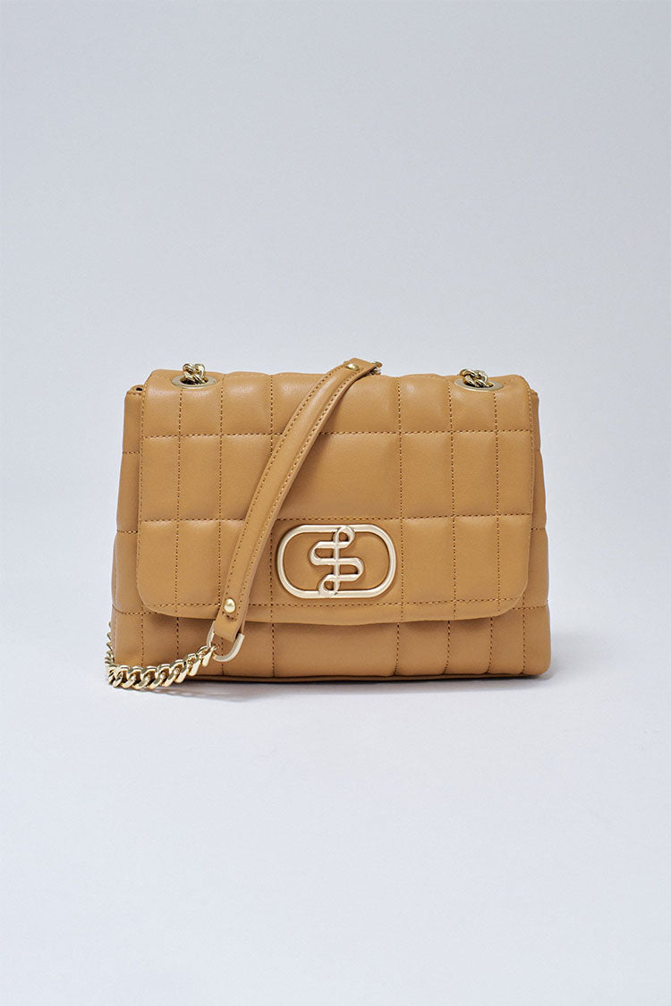 Padded Faux Leather Bag-Tan