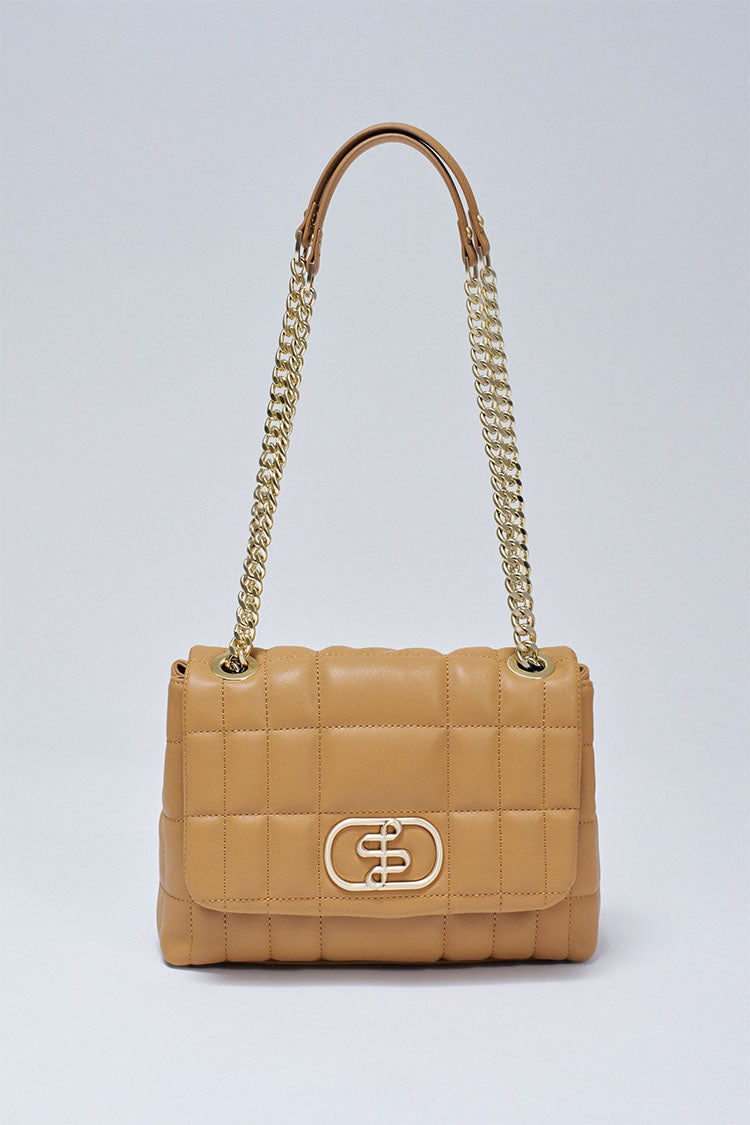 Padded Faux Leather Bag-Tan