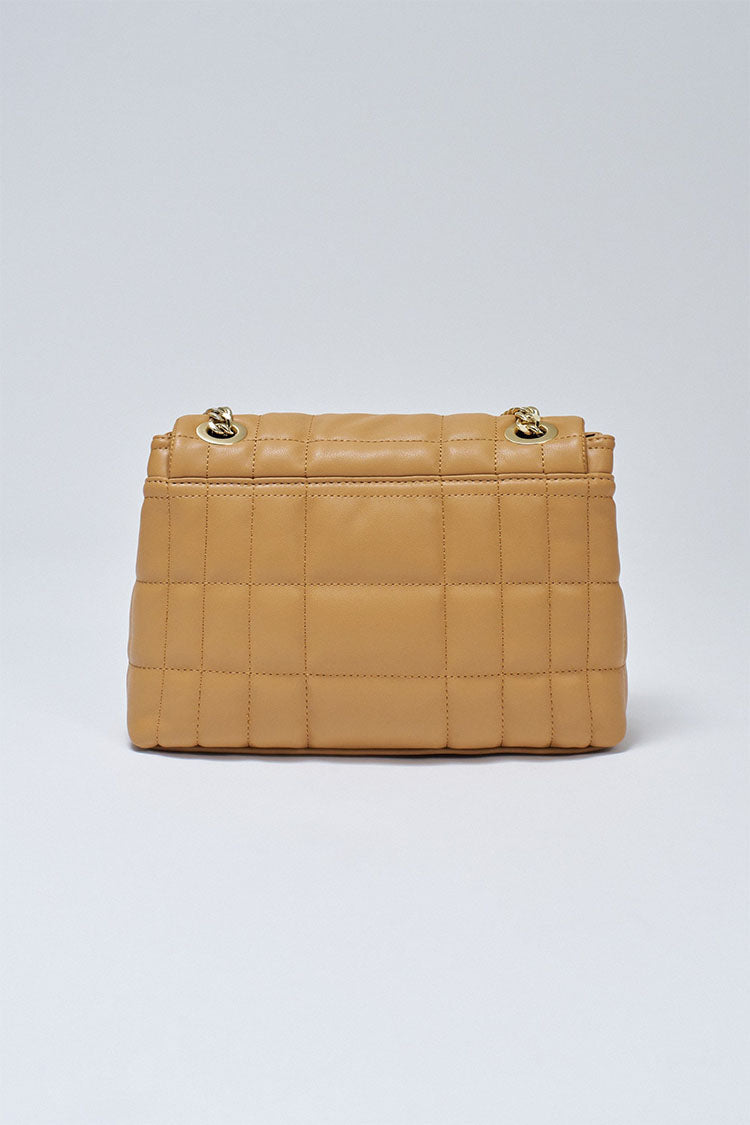 Padded Faux Leather Bag-Tan