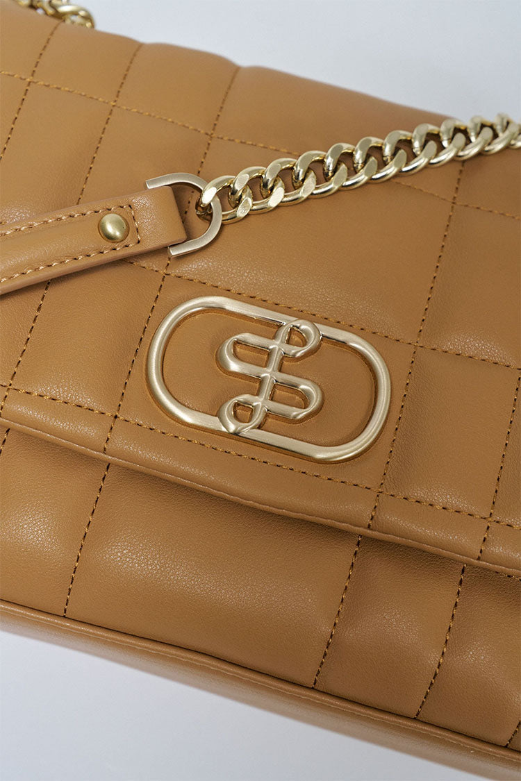 Padded Faux Leather Bag-Tan
