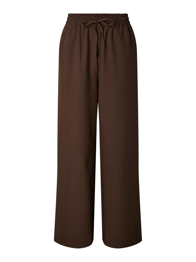 Pcbosella High Waist Wide Trousers-Brown