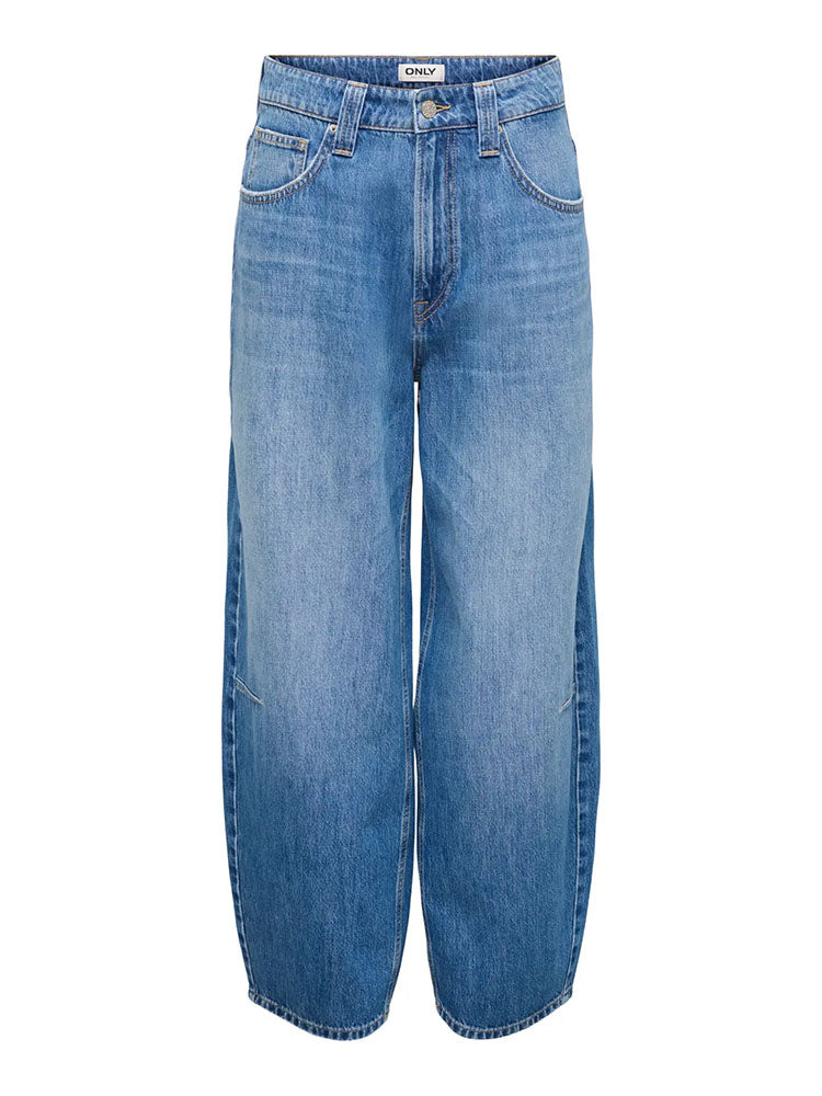Onlfrankie HIgh Waist Ankle Barrel Jeans-Medium Blue Denim