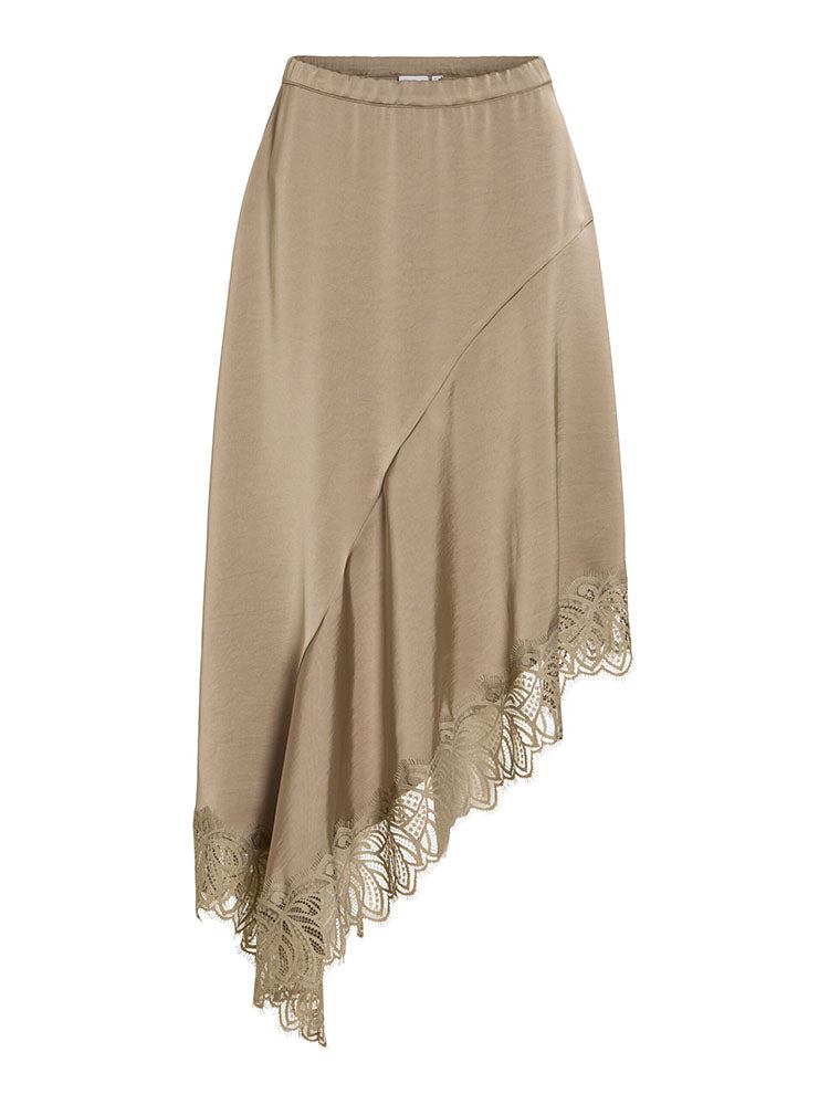 Vilea High Low Lace Skirt-Khaki