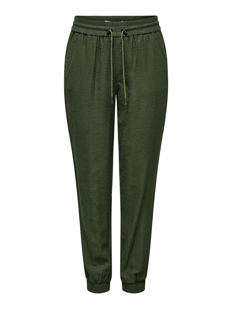 Onlkelda Emery Mid Waist Pull Up Trousers-Khaki