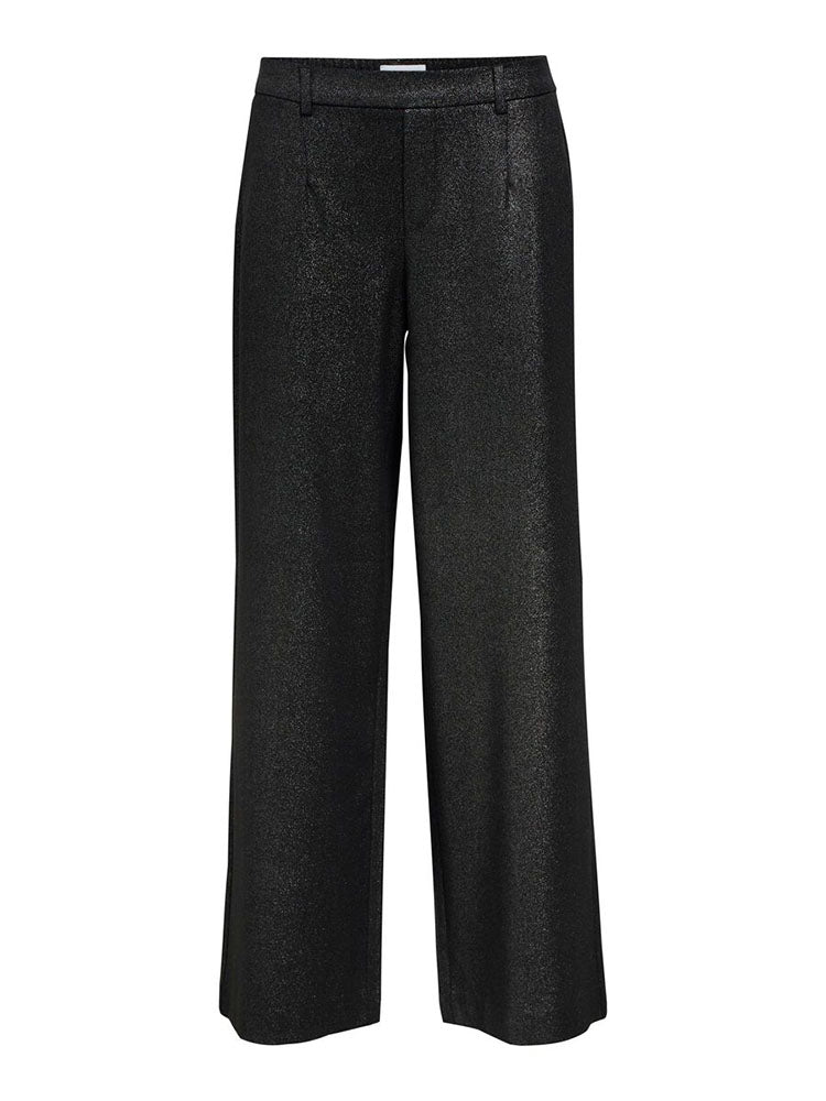 Objlisa Wide Leg Trousers- Black/Silver Glitter