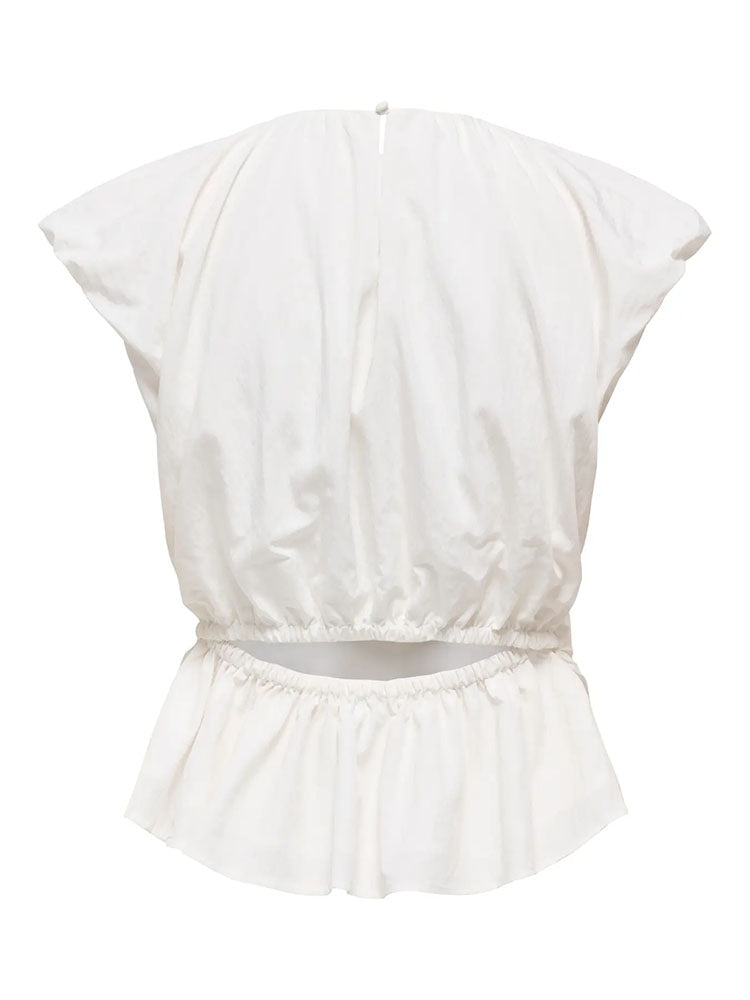 Jdytina Short Sleeve Fitted Open Back Top-White