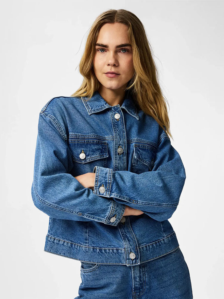 Pcelma Denim Jacket-Medium Blue Denim