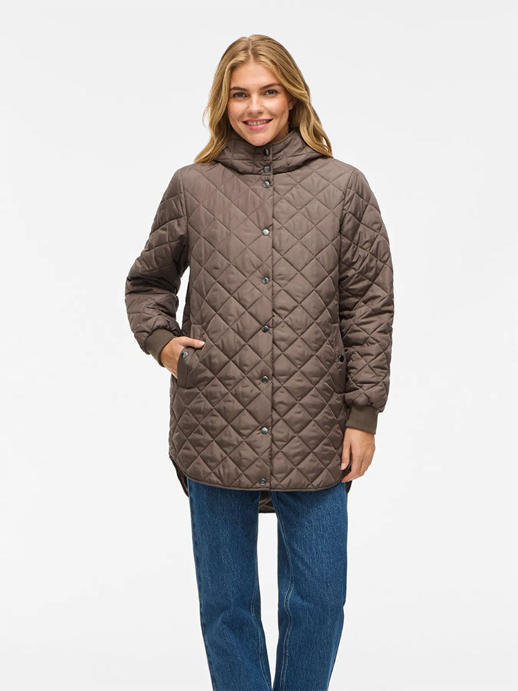 Vitate Hooded Mid Length Coat-Chocolate Brown