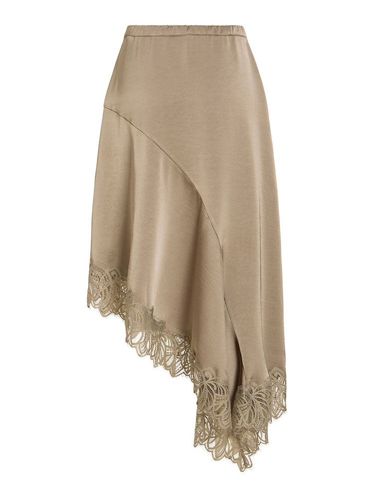 Vilea High Low Lace Skirt-Khaki