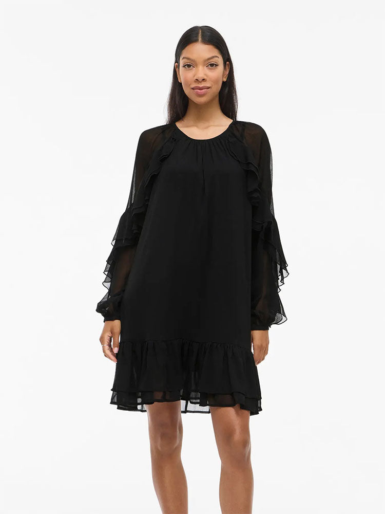 Vibinna Frill Dress-Black