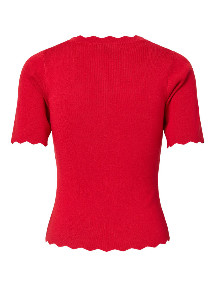 Pcjuline V Neck Knit Top-Red