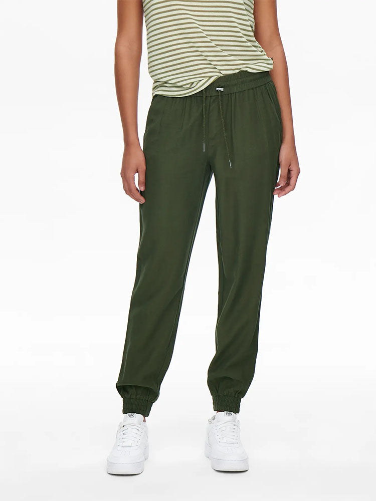 Onlkelda Emery Mid Waist Pull Up Trousers-Khaki