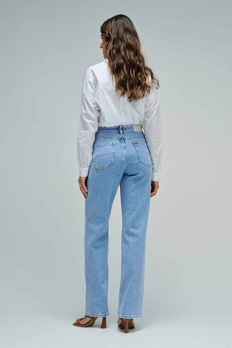 Faith Push In Straight Leg Jeans-Light Wash