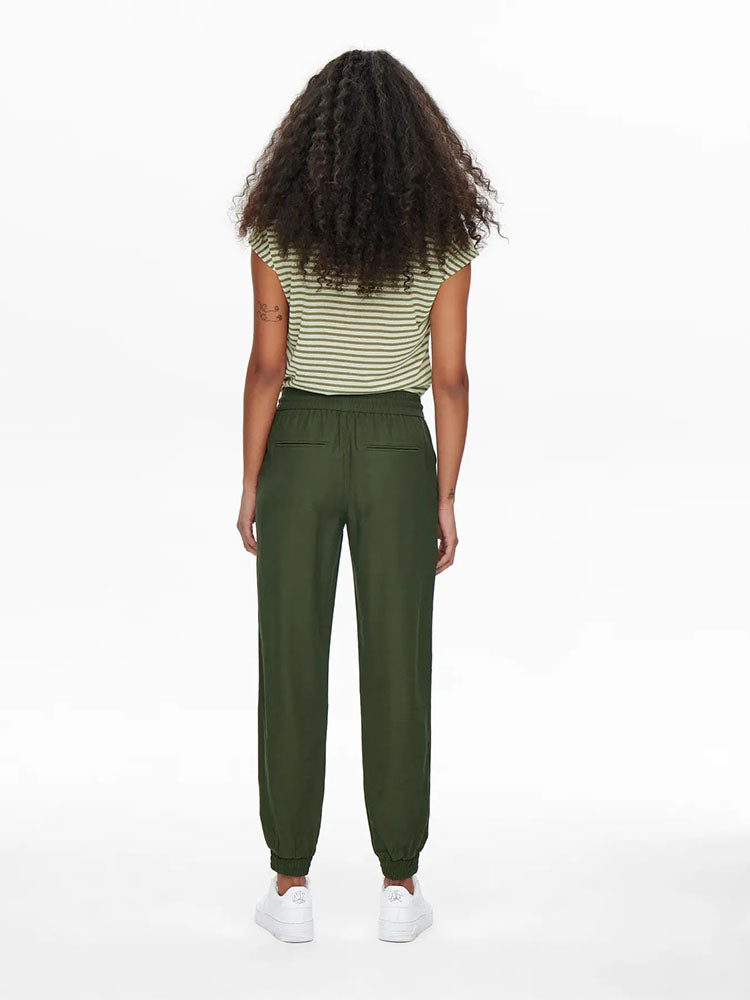Onlkelda Emery Mid Waist Pull Up Trousers-Khaki