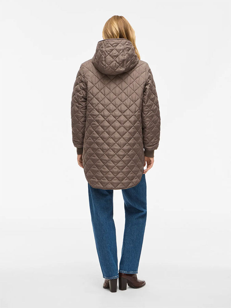 Vitate Hooded Mid Length Coat-Chocolate Brown
