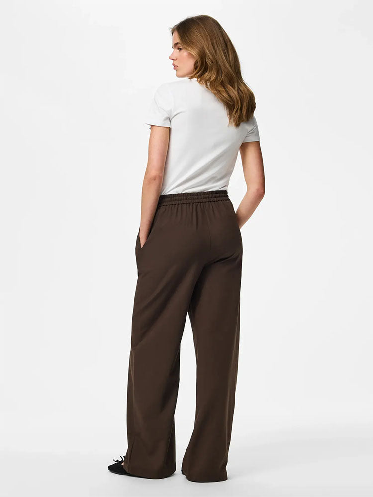 Pcbosella High Waist Wide Trousers-Brown
