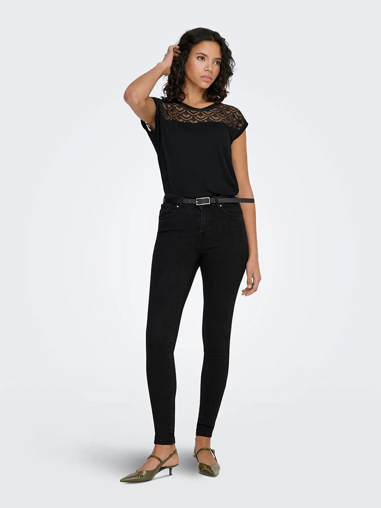 Onlwauw High Waist Flared Denim Jeans-Black