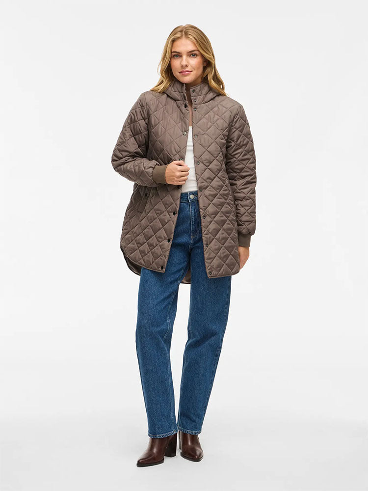 Vitate Hooded Mid Length Coat-Chocolate Brown