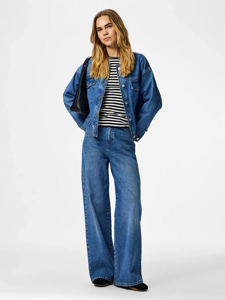 Pcelma Denim Jacket-Medium Blue Denim