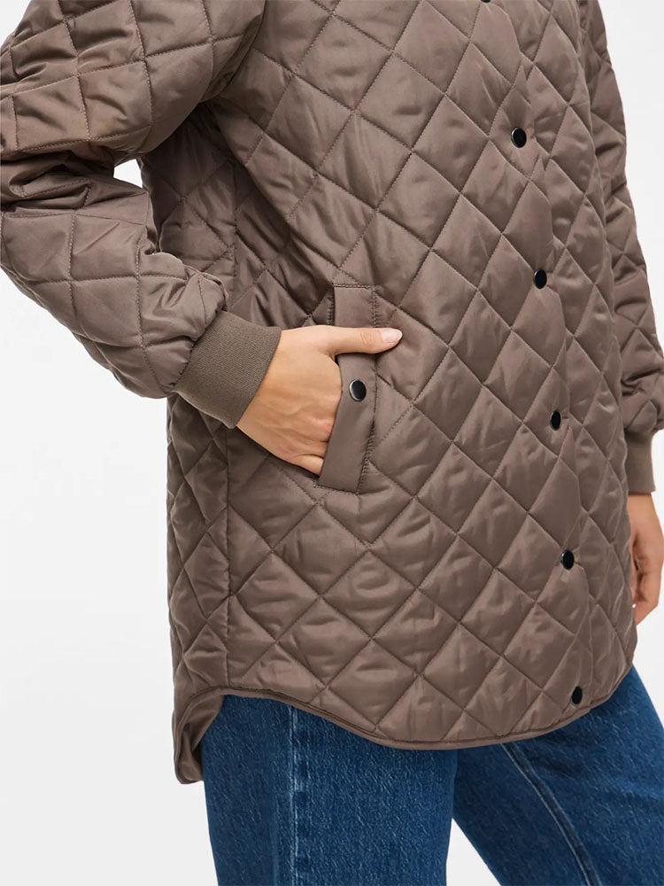 Vitate Hooded Mid Length Coat-Chocolate Brown