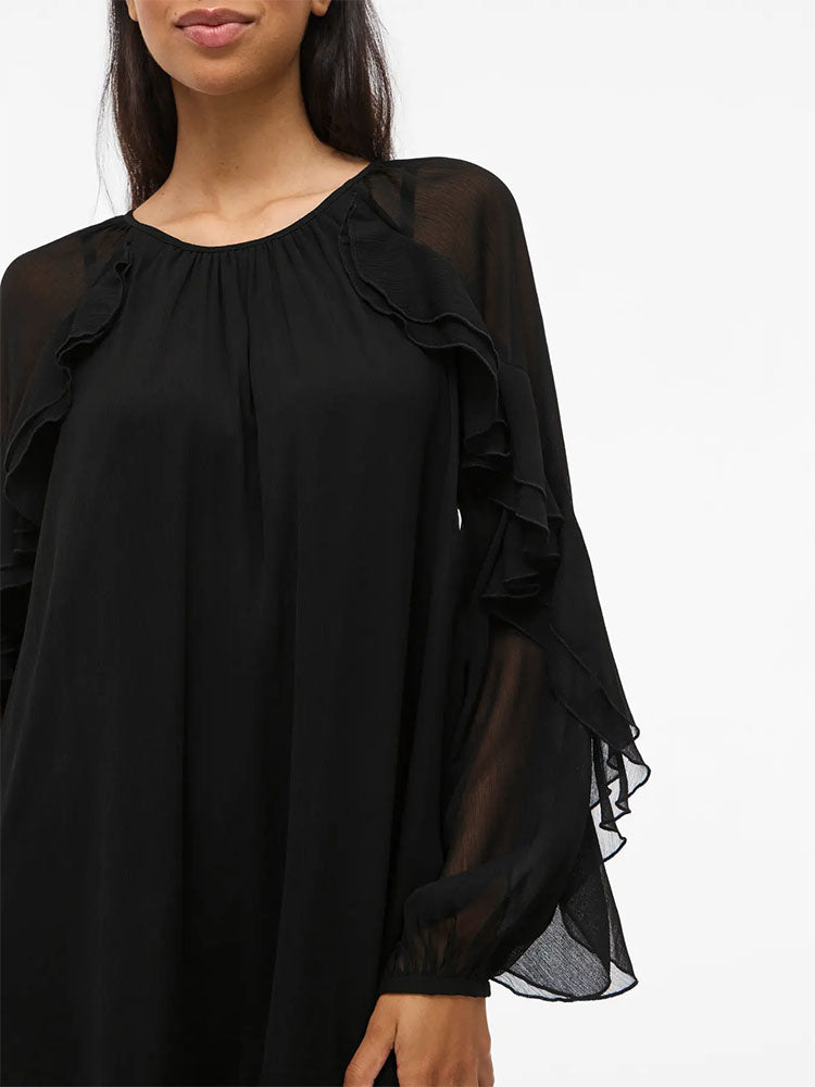 Vibinna Frill Dress-Black