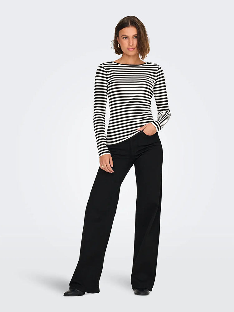 Onlmadison Blush High Waist Wide Leg Jeans-Forever Black