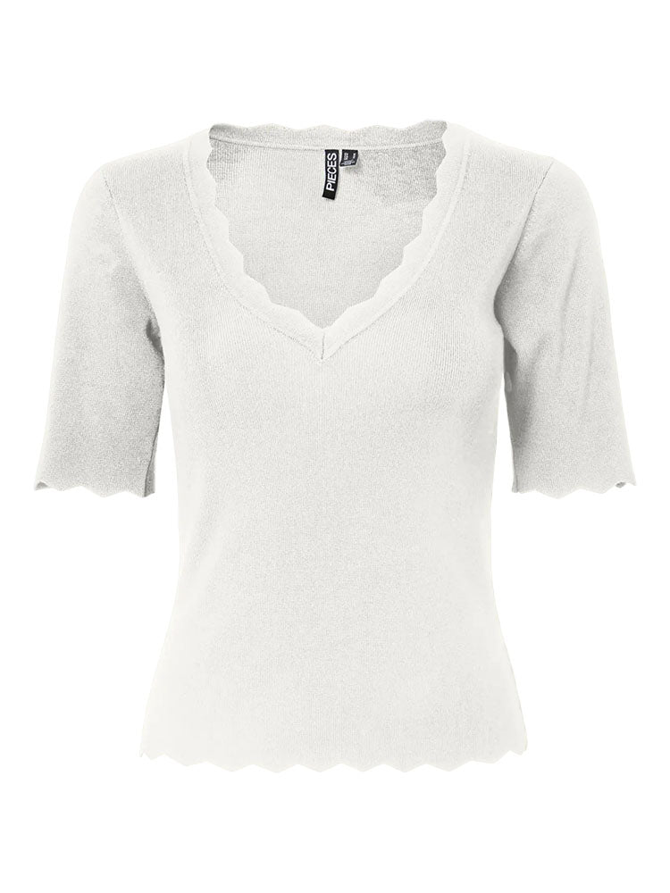 Pcjuline V-Neck Knit Top-Cream